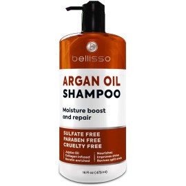 Argan Oil Shampoo - Sulfate Free with No Parabens - Moroccan Botanicals for Women and Men - Professional Moisturizing, Anti Frizz, Hydrating Solution for Dry, Wavy, Curly and Color Treated Hair