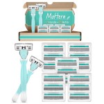 Razors for Women Sensitive Skin, 6 Blades Womens razors for Shaving Including 2 Travel Razors for Women with 15 Blade Refills, Green