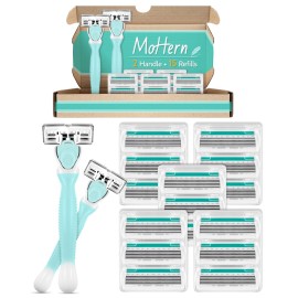 Razors for Women Sensitive Skin, 6 Blades Womens razors for Shaving Including 2 Travel Razors for Women with 15 Blade Refills, Green
