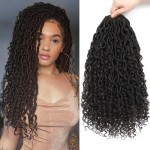 Col Bling Goddess Locs Crochet Hair 14 Inch 8 Packs Faux Locs Crochet Hair for Women Pre Looped River Locs Hair with Curly Ends (14 Inch 8 Packs, 4)