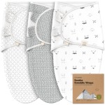 KeaBabies 3-Pack Organic Baby Swaddle Sleep Sacks - Swaddles for Newborns, Infant 0-3 Months, Baby Girls, Boys, Soft & Snug Newborn Sleep Sack, Nursery Swaddling Blankets (Nordic, XS)