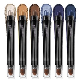LUXAZA PRO Blue Eyeshadow Stick Makeup 6PCS Set, Dark Blue Brown Metallic Shimmer Matte Cream Eye Shadow Eyeliner Brightener Pencil Crayon - JEANS BLUE