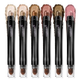 LUXAZA PRO BROWN NEUTRAL Eyeshadow Stick Makeup 6PCS Set, Metallic Shimmer Matte Cream Eye Shadow Eyeliner Brightener Pencil Crayon - BROWN NEUTRAL