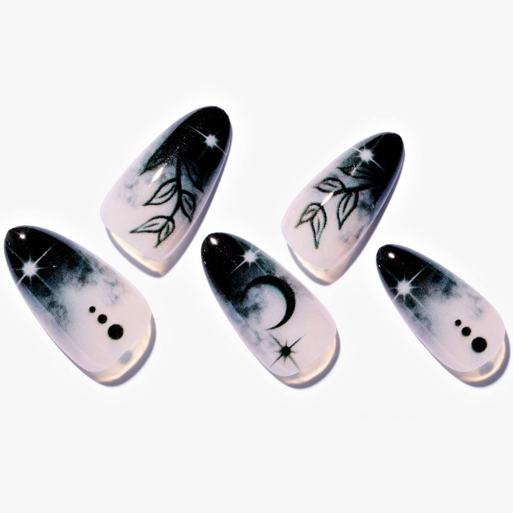 GLAMERMAID Press on Nails Medium Almond, Rainbow Pink Cat Eyes Spring Handmade Gel Glue on Nail, Glossy Short Stiletto Reusable UV Finish Fake Nails Acrylic False Nails Manicure Kits for Women