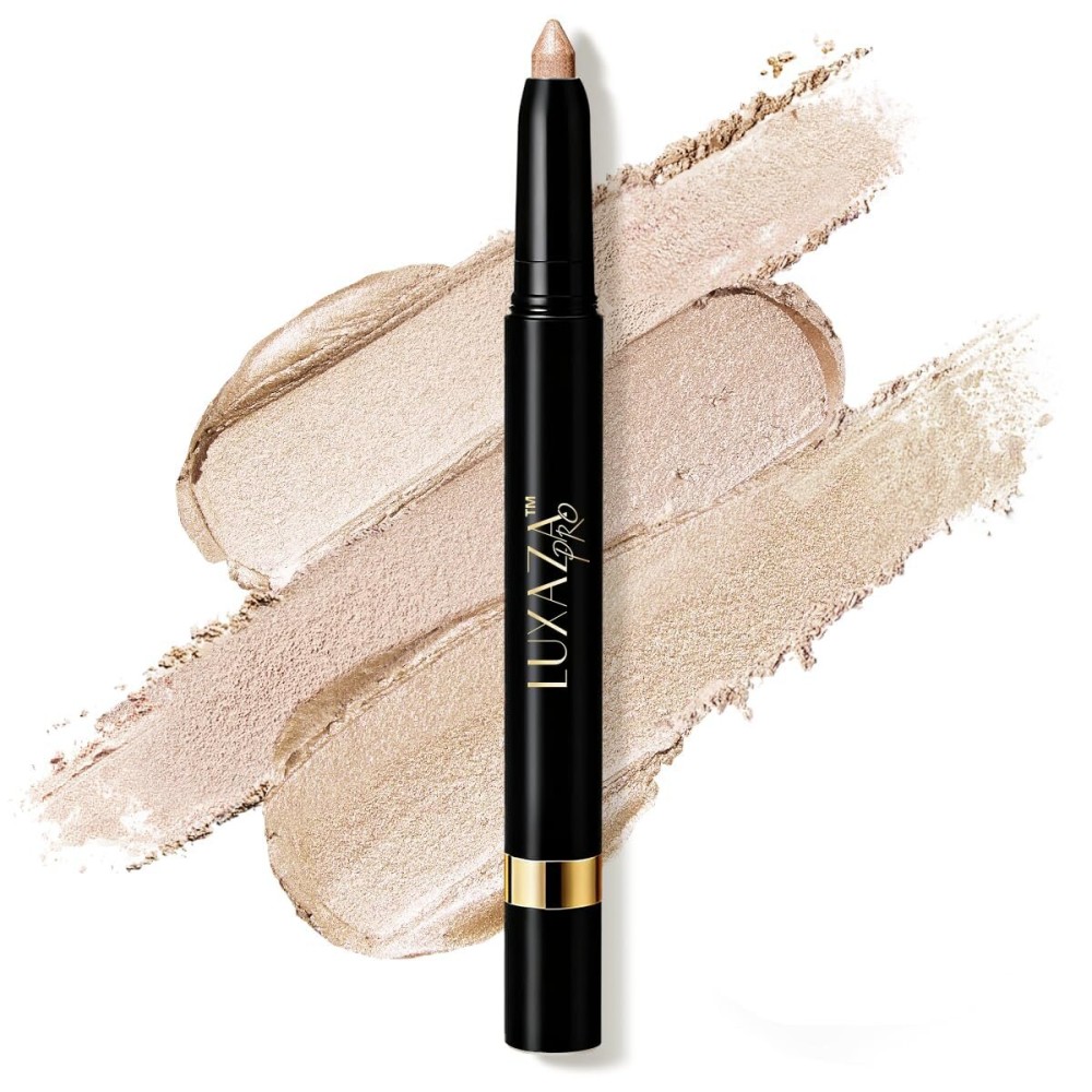 LUXAZA PRO Cream Eyeshadow Stick Makeup Set 1PCS, Neutral Shimmer And Matte Cream Eye Shadow Palette, Metallic Bronze Smoky Eyeliner Brightener Crayon Kit, Ideal Gift for Women -Sparkling-Champagne