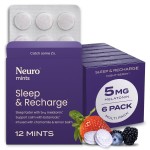 Neuro Sleep & Recharge Meltaway Mints - Contains Melatonin 5mg, Chamomile & Elderberry - Travel Aid for Nighttime Relaxation & Healthy Sleep Cycle - Night Berry 72, ct