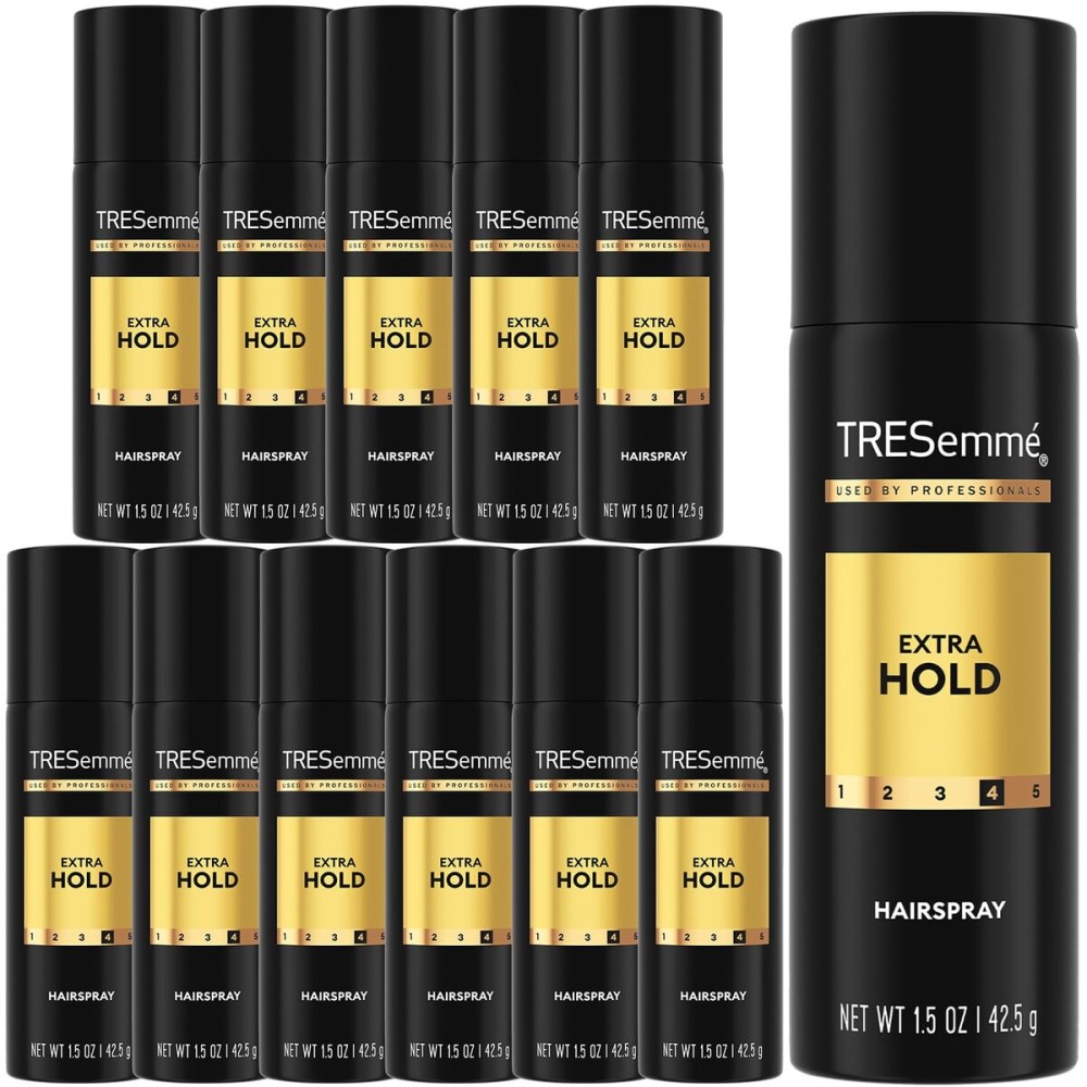 TRESemm Travel Hairspray, Extra Hold, 12-Pack - Moisturizing Hair Spray, Anti-Humidity, Anti-Frizz Hair Products, 1.5 Oz Ea