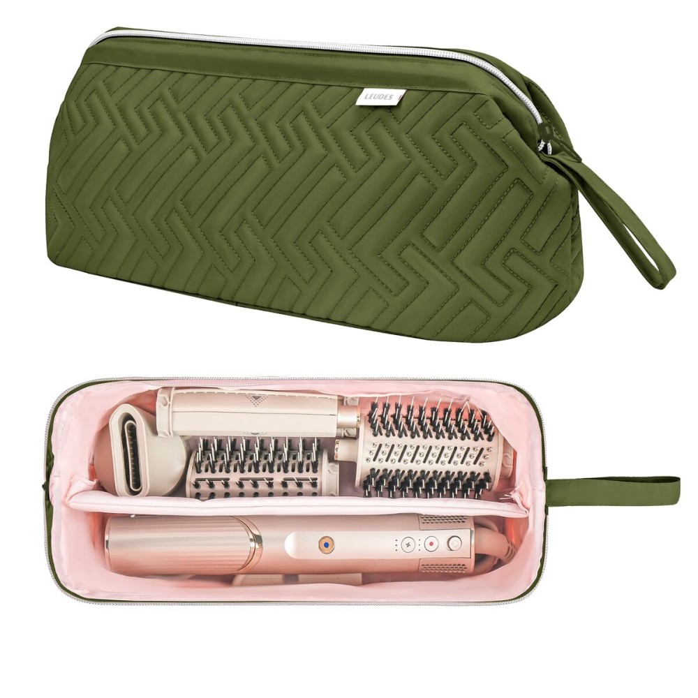 Leudes Hair Tools Travel Bag for Shark Flexstyle Carrying Case Portable Shark Hair Air Wrap Dryer Case Waterproof Dustproof Flat Curling Iron Travel Organizer (Army Green)