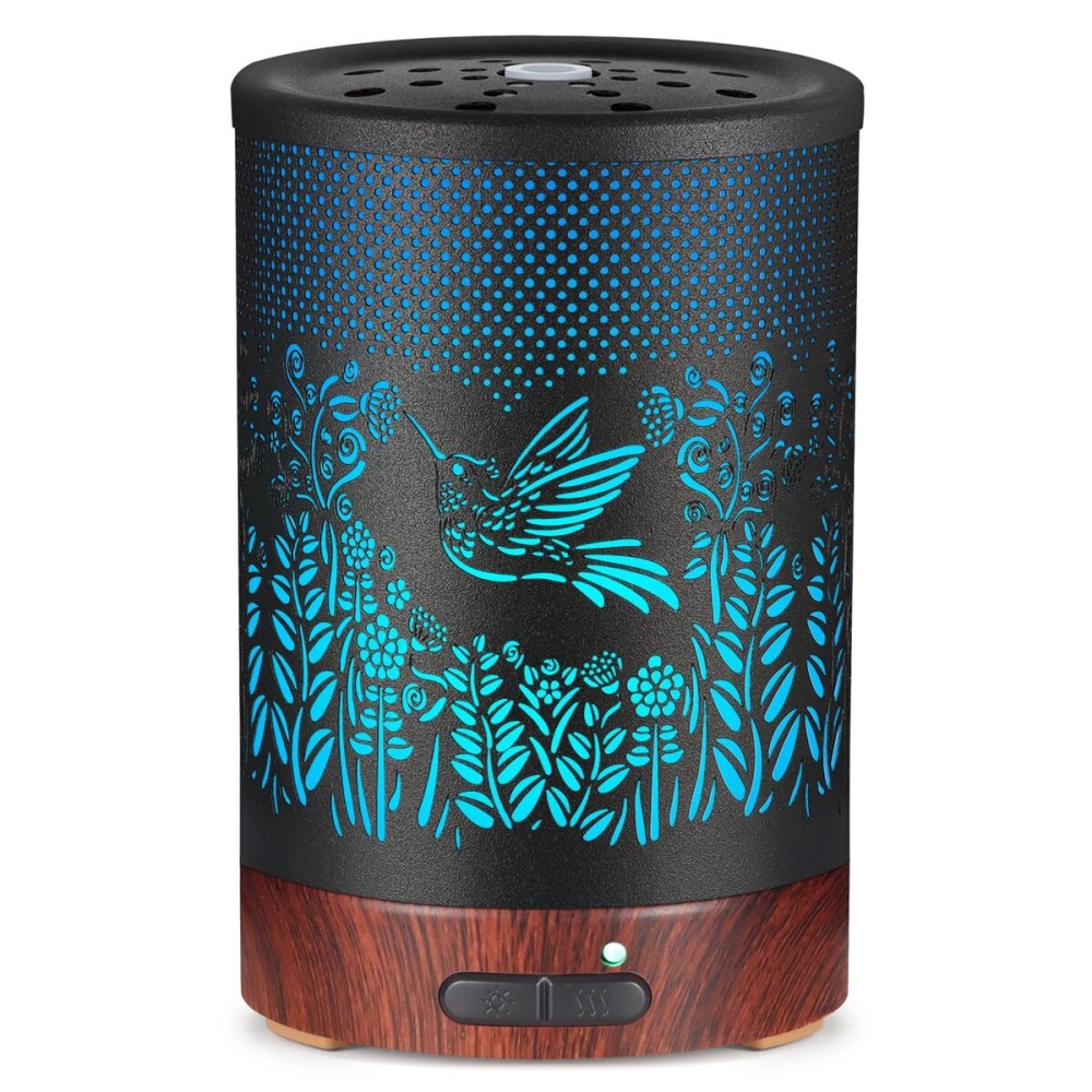 Metal Essential Oils Diffuser 150ML Aromatherapy Diffuser Cool Mist Humidifier with 7 Colors Lights Waterless Auto Off Air Diffusers as Gifts for Moms Women Girls (D-Hummingbird)