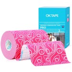 OK TAPE PRO Kinesiology Tape Uncut Roll, Elastic Physical Therapy Athletic Tape for Pain Relief, Muscle Support, Kinetic Tape, Water Resistant, 2in X 16.4ft -Pink 2 Rolls