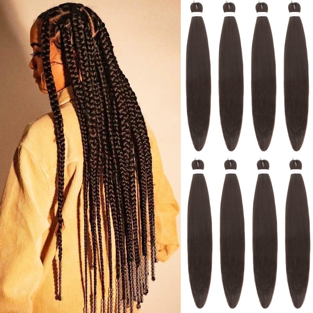 Alrence Pre Stretched Braiding Hair Long Braid 30 Inch 8 Packs Professional Braiding Hair Extensions Synthetic Crochet Twist Braids (30 Inch, 6)