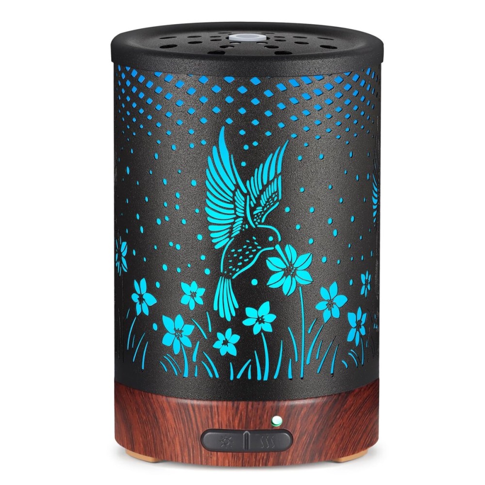 Essential Oils Diffuser,Aromatherapy Diffuser,Birthday Gifts for Women Mom Grandma,Metal Cool Mist Humidifier with 7 Colors Lights Waterless Auto Off Air Diffusers (C-Hummingbirds)