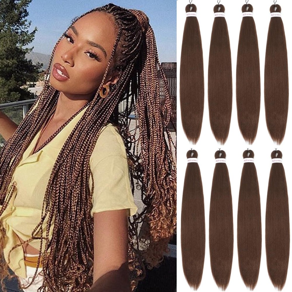 Alrence Pre Stretched Braiding Hair Long Braid 30 Inch 8 Packs Professional Braiding Hair Extensions Synthetic Crochet Twist Braids (30 Inch, 8)
