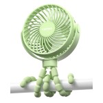 Coohea Stroller Fan Clip on for Baby, 4000mAh Rechargeable Battery Operated, Flexible Tripod, 3 Wind Speed, 360 Rotatable, Small Portable Fan for Car Seat Crib Golf Cart Beach Travel, Green