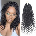Goddess Box Braids Crochet Hair With Curly Ends 12 Inch Bohomian Box Braids Crochet Braids 1 Packs 3X Crochet Braids Synthetic Braiding Hair Extension for Black Women (12 Inch (Pack of 1), 1B)