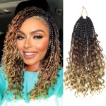 Goddess Box Braids Crochet Hair With Curly Ends 8 Inch Bohomian Box Braids Crochet Braids 1 Packs 3X Crochet Braids Synthetic Braiding Hair Extension for Black Women (8 Inch (Pack of 1), 4-30-27)