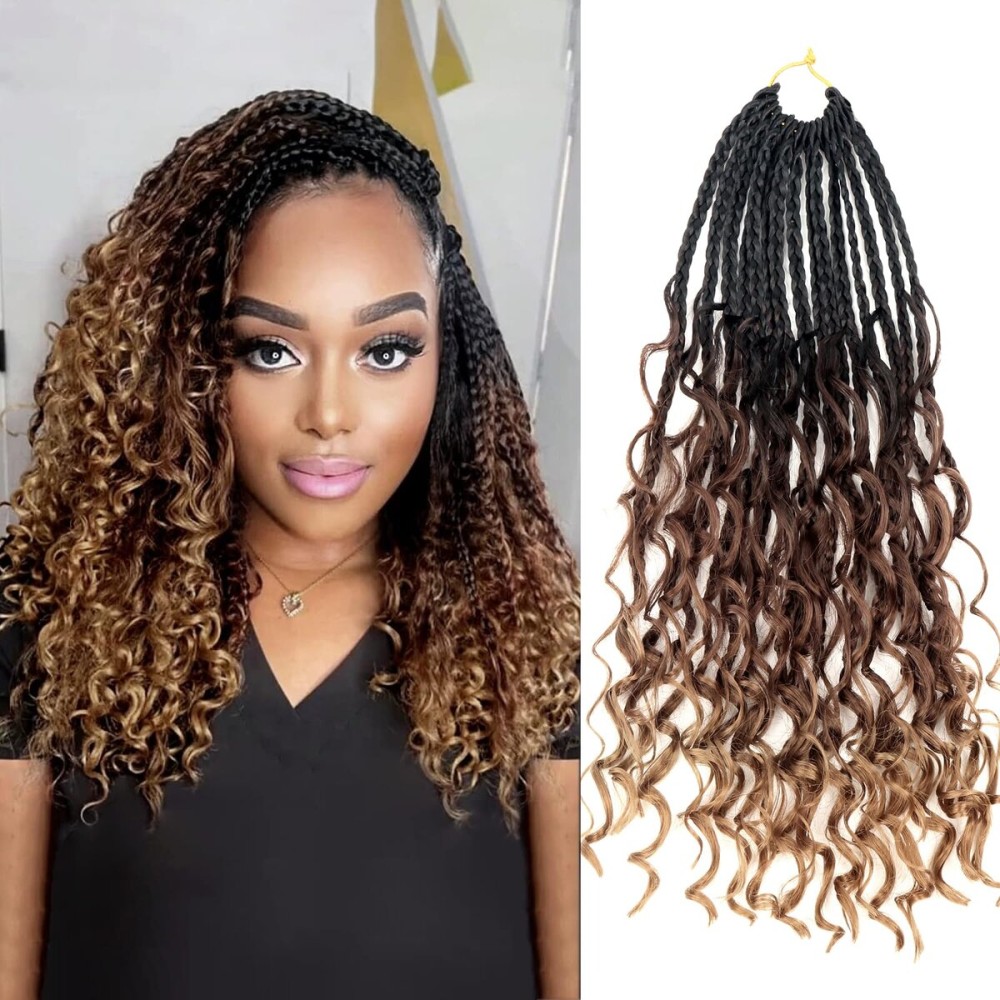 Goddess Box Braids Crochet Hair With Curly Ends 14 Inch Bohomian Box Braids Crochet Braids 1 Packs 3X Crochet Braids Synthetic Braiding Hair Extension for Black Women (14 Inch (Pack of 1), 1B-33-30)