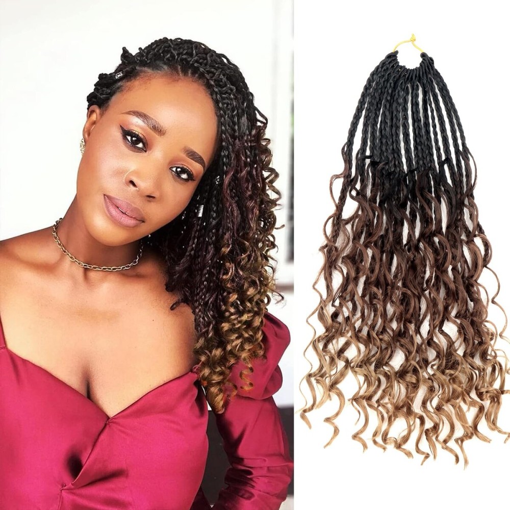 Goddess Box Braids Crochet Hair With Curly Ends 12 Inch Bohomian Box Braids Crochet Braids 1 Packs 3X Crochet Braids Synthetic Braiding Hair Extension for Black Women (12 Inch (Pack of 1), 1B-33-30)
