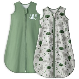 Yoofoss Baby Sleep Sack 12-18 Months TOG 1.0 Baby Wearable Blanket, 2 Pack 100% Organic Cotton Infant Toddler Sleeping Sack 2-Way Zipper Lightweight Sleep Sack