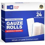 Gauze Rolls 2 inch Pack of 24 - Premium Quality Lint and Latex-Free Rolled Gauze 2 inches x 4.1 Yards - Conforming Stretch Bandages Designed for Effective Wound Care & Comfort
