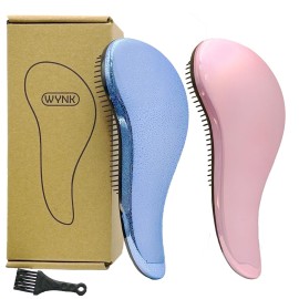 WYNK Hair Brush Detangler for Adults & KidsDetangling Comb Hair Styling Tools & Appliances for Natural/Wavy/Curly/Coily/Wet/Dry/Oil/Thick/Straight/Long Hair(2Pack Blue Drops & Gradient Shell)