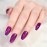 Cat Eye Purple Press on Nails - iBeautying False Nails - Glossy Finish Finger Daily Wear Nail - Medium Almond Acrylic Reusable Fake Nails 24pcs
