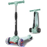 LOL-FUN Toddler Scooter for Kids Ages 3-12 Years Old Boy Girl with 3 Wheel LED Lights, Extra-Wide Childrens Foldable Kick Scooter Kids Ages 3-5 with 4 Adjustable Height and Lean-to-Steer