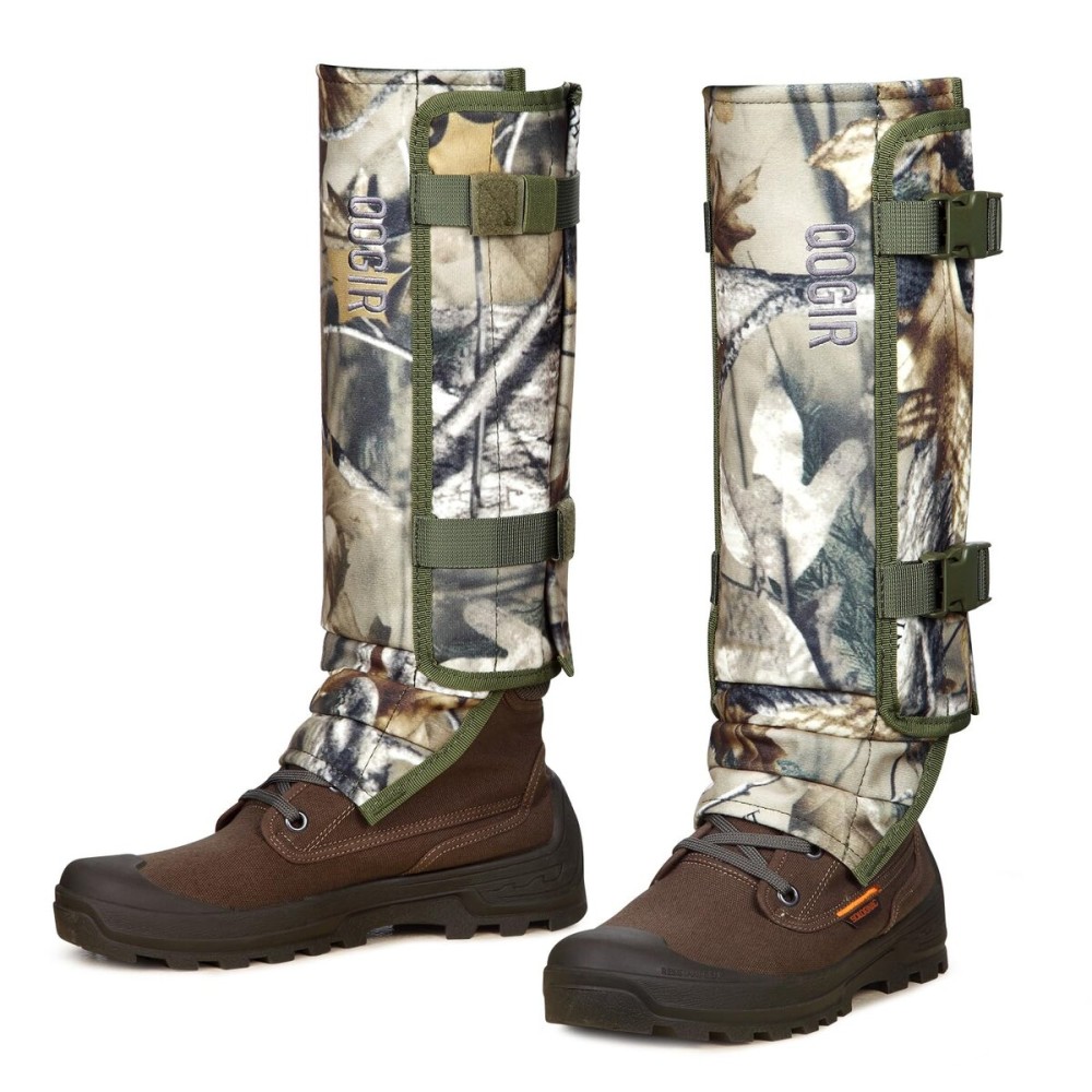 QOGIR Snake Gaiters for Hunting: Durable Snake Guards, Snake Gaiter Leggings for Men & Women, Snake Bite Protection for Lower Legs, Snake Proof Gaiters with Adjustable Size (Tree Camo)