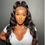 BEEOS 13x6 Full Frontal SKINLIKE Real HD Lace Wig, 0.1mm Ultra-thin Invisible HD Lace Body Wave 180% Desnity Natural Color Human Hair 20 Inch