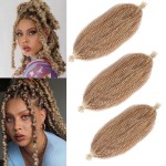 3 Packs Spring Twist Hair 16 Inch Springy Afro Twist Hair for Pre Fluffed Kinky Twist Hair Synthetic Marley Twist Braiding Hair Extensions for Black Women Light Brown Blonde (16 Inch 3Pcs, 27613)