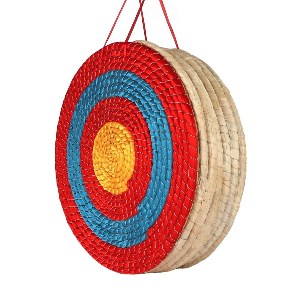 DOSTYLE Archery Targets Traditional Solid Straw Round Archery Target Shooting Bow Coloured Rope Target Face Three Layer for Shooting Practice (Red Seven Layers)