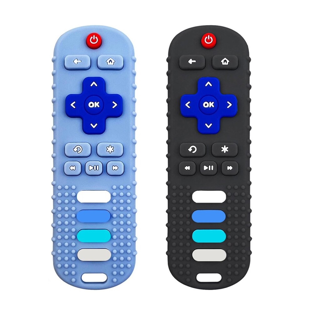 ERSIHUA 2Pcs Silicone Teething Toys, TV Remote Control Shape Teethers for Babies Teething Toys, Silicone TV Remote Teether BPA Free/Dishwasher/Refrigerator Safe