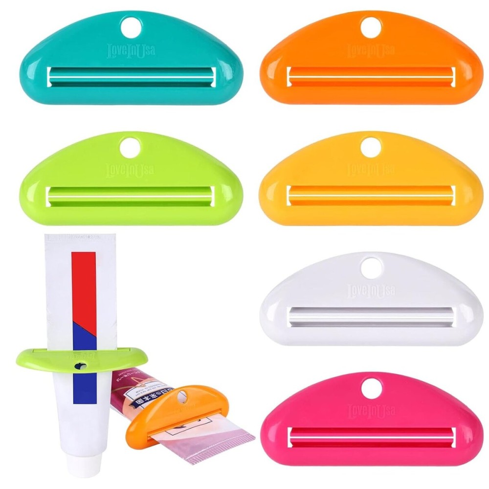 LOVEINUSA 6PCS Toothpaste Tube Squeezer Dispenser, Tooth Paste Roller Squeezer Holder for Saving Toothpaste Facial Cleanser Creams, Multicolor