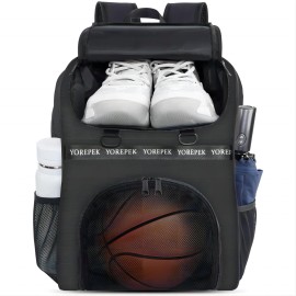 YOREPEK Basketball Bag, Large Basketball Backpack with Shoe Compartment and Ball Holder for daughter son, Water Resistant for Sport Training Equipment Fits Volleyball Gym Black
