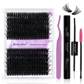 DIY lash Extension Kit 60D+80D Lash Cluster Kit with 240 PCS C/D Curl 16-20mm Mixed,Individual Lashes Clusters Lash Band and Seal Cluster Lash Applicator Individual Lashes Kit(60P/80P D16-20mm Kit)