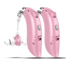 Hearing Aids Special Edition For Seniors Severe Hearing Loss, (Pair) Hearing Amplifier Rechargeable W/Type-C, Comfort Hearing Amplifier, PSAP Hearing Amplifiers For Seniors With Noise Cancelling (Pink)