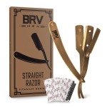 BRV MEN Straight Razor | Titanium Series | 100 Single Edge Blades | Straight Edge Razor | Shavette | Barber Razor | Mens Shaving Knife | Straight Razor Kit | For Men (Titanium Bronze)