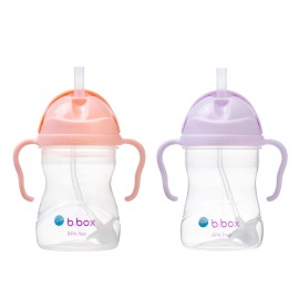 b.box Sippy Cup with Weighted Straw (2-pack). Drink from any Angle, Leak Proof, Spill Proof, Easy Grip. BPA Free, Dishwasher Safe. For Babies 6m+ to Toddlers (tutti frutti + boysenberry, 8oz)