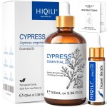 HIQILI 100ML Cypress Essential Oil, 100% Natural for Diffuser, Skin Care, Includes 10ML Travel Bottle - 3.38 Fl Oz