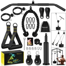 RENRANRING Weight Cable Pulley System Gym, Upgraded Cable Pulley Attachments for Gym LAT Pull Down, Biceps Curl, Tricep, Arm Workouts - Weight Pulley System Home Gym Add On Equipment