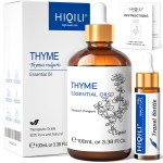 HIQILI 3.38 Fl Oz Thyme Essential Oil, 100% Pure Undiluted for Hair, Skin, Diffuser, Aromatherapy, Includes 10ML Travel Bottle - 100ML