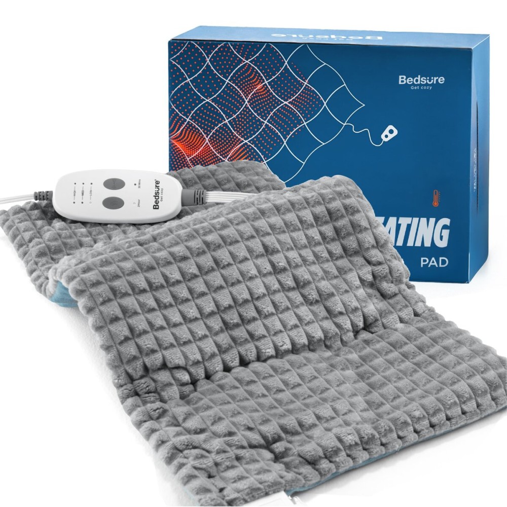 Bedsure Back Heating Pad for Neck and Shoulders, Weighted Heated Pad with Vibration, FSA Eligible Items, Birthday Gifts for Women Men Mom Men, Auto Shut Off, 5lbs 12 x 24, Teal