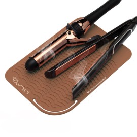 Milaya Beauty Vanity Accessories Heat Resistant Mat - Silicone Flat Iron & Curling Iron Holder, Non-Slip Vanity Mat & Hot Tool Mat for Home, Salon, or Travel Use