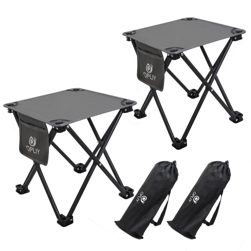 Opliy Camping Stool 2 Pack,13.5 Inch Portable Folding Stool for Outdoor Gardening and Beach Hiking Fishing,Foot Stool with Carry Bag (Gray)