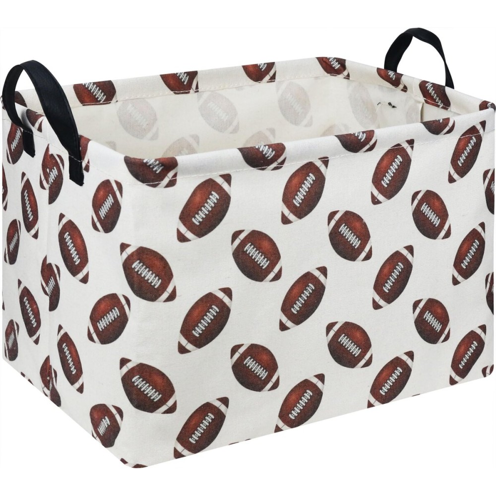 HKEC Rectangle Rugby Storage Basket with Handles, Collapsible Toys Bin, Cute Books Box,Room Decor(Rugby)