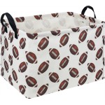 HKEC Rectangle Rugby Storage Basket with Handles, Collapsible Toys Bin, Cute Books Box,Room Decor(Rugby)