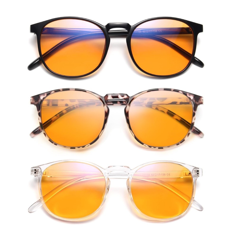IBOANN Chic & Comfy Blue Light Glasses for Women - 3-Pack Round Frames, Screen-Ready Style with UV Protection Coating