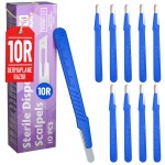 MyMed Disposable 10r Blades Dermaplaning Scalpels - Pack of 10 Dermaplane Blades Scalpel 10r, Size 10r Scalpel Blades, High Carbon Steel Dermaplane Razor 10r Disposable Scalpels, Sterile