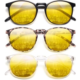 IBOANN Chic & Comfy Blue Light Glasses for Women - 3-Pack Round Frames, Screen-Ready Style with UV Protection Coating