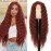 INSTASTYLE 30inch Curly Wig Long Synthetic Wigs for Black Women Ginger Red Deep Wave Synthetic Curly Wig Lace Front with 4 Simulated Scalp Natural Crimps Curls Hair Replacement Wig350